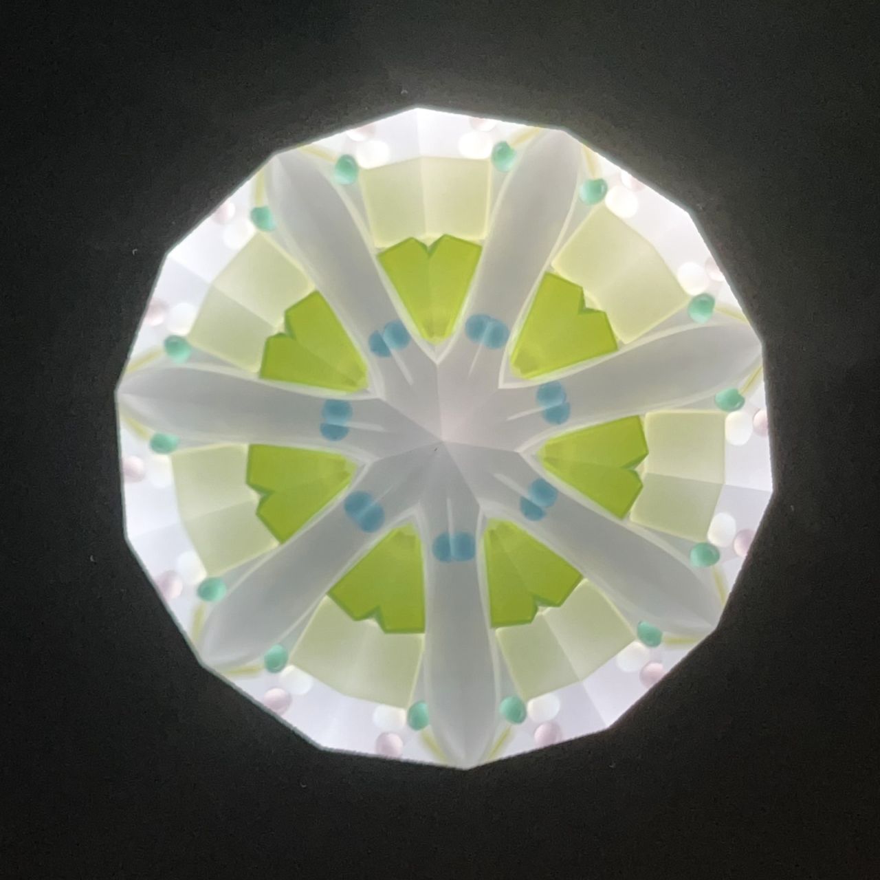 Sumiko AKATSU ”Hanachirusato” -green- 2mirror -glass kaleidoscope-