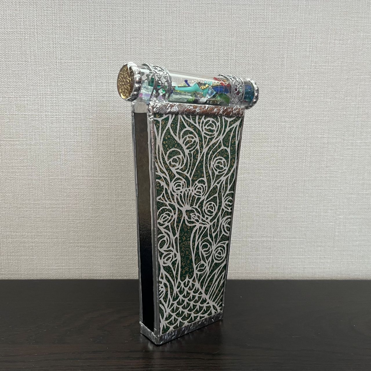 Yoshiko Kosuge   "Beyond Your Dreams"   - peacock pattern -      glass kaleidoscope